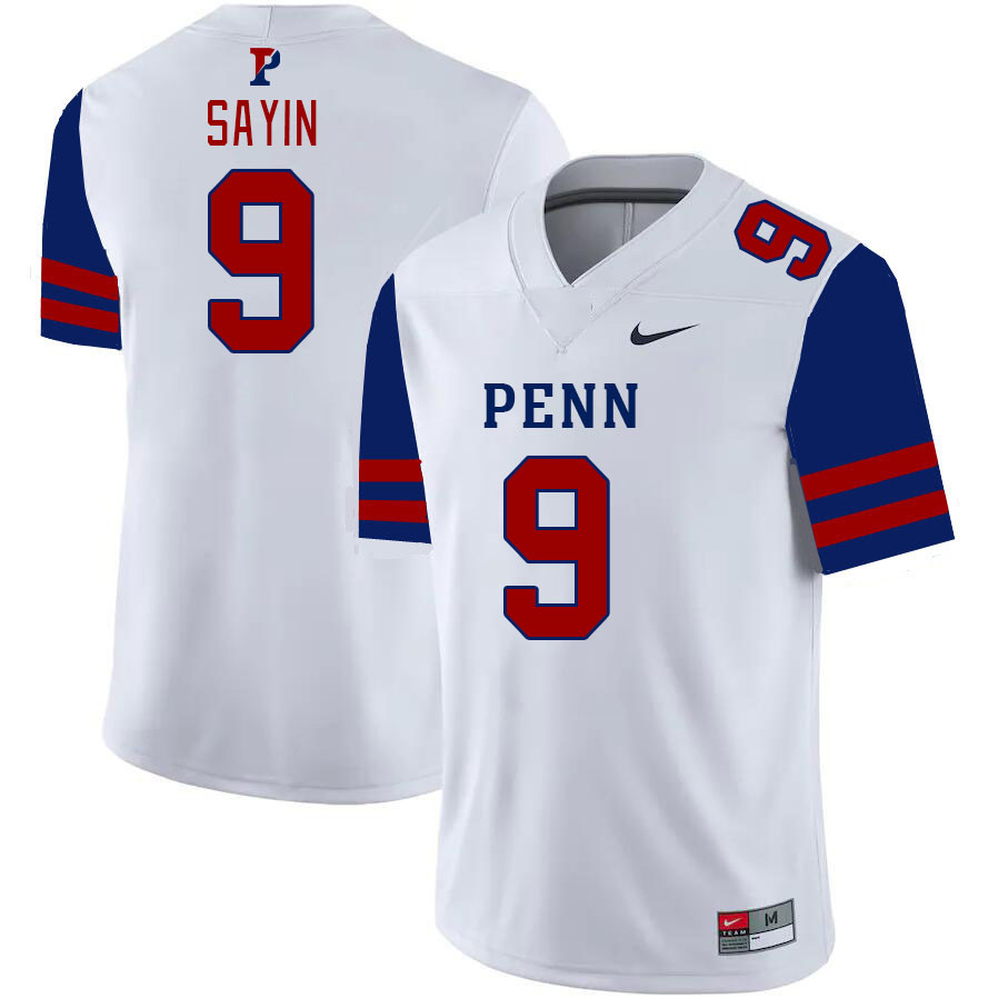 Men-Youth #9 Aidan Sayin Penn-Quakers 2023 College Football Jerseys Stitched-White